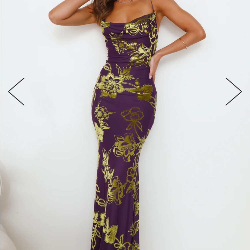 Stunning Purple and Gold Backless Dress